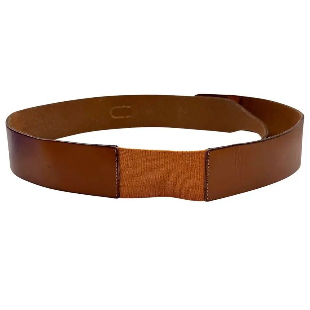 LOFT Womens Brown Leather Belt Size M Wide Boho Preppy Equestrian Wide Waist